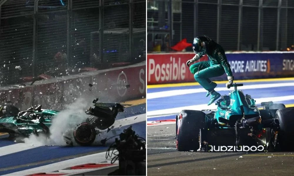 F1 GP Σιγκαπούρης: Θεαματικό ατύχημα για τον Στρολ - «Έσκασε» στον τοίχο!